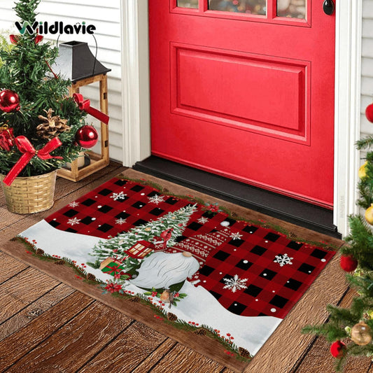 Buffalo Plaid Christmas Gnome Flannel Mat