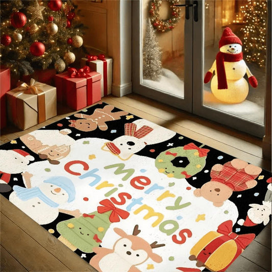 Merry Christmas Holiday Characters Flannel Mat