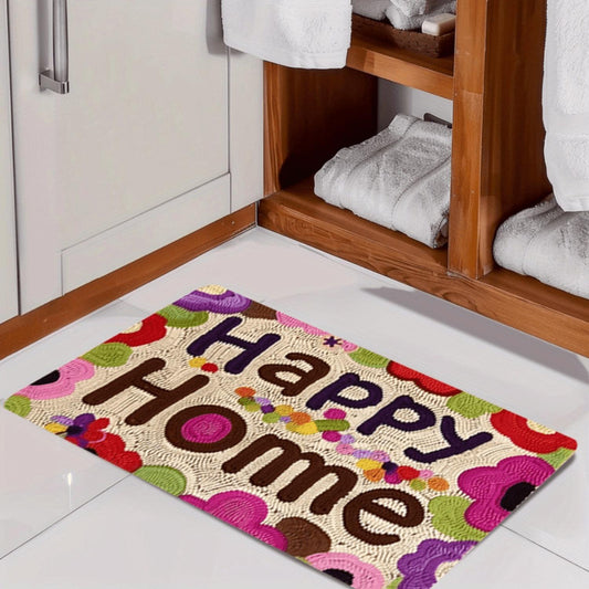 Colorful Happy Home Floral Flannel Mat