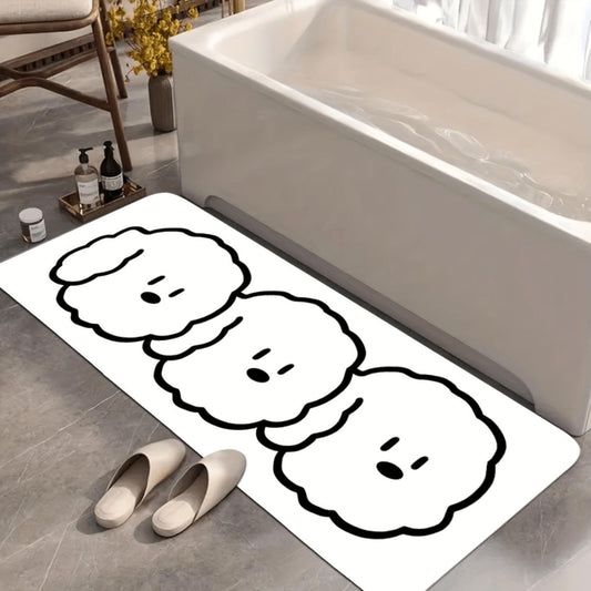 Three Fluffy Puppy Faces Flannel Mat