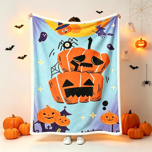 Watercolor Halloween Flannel Throw Blanket
