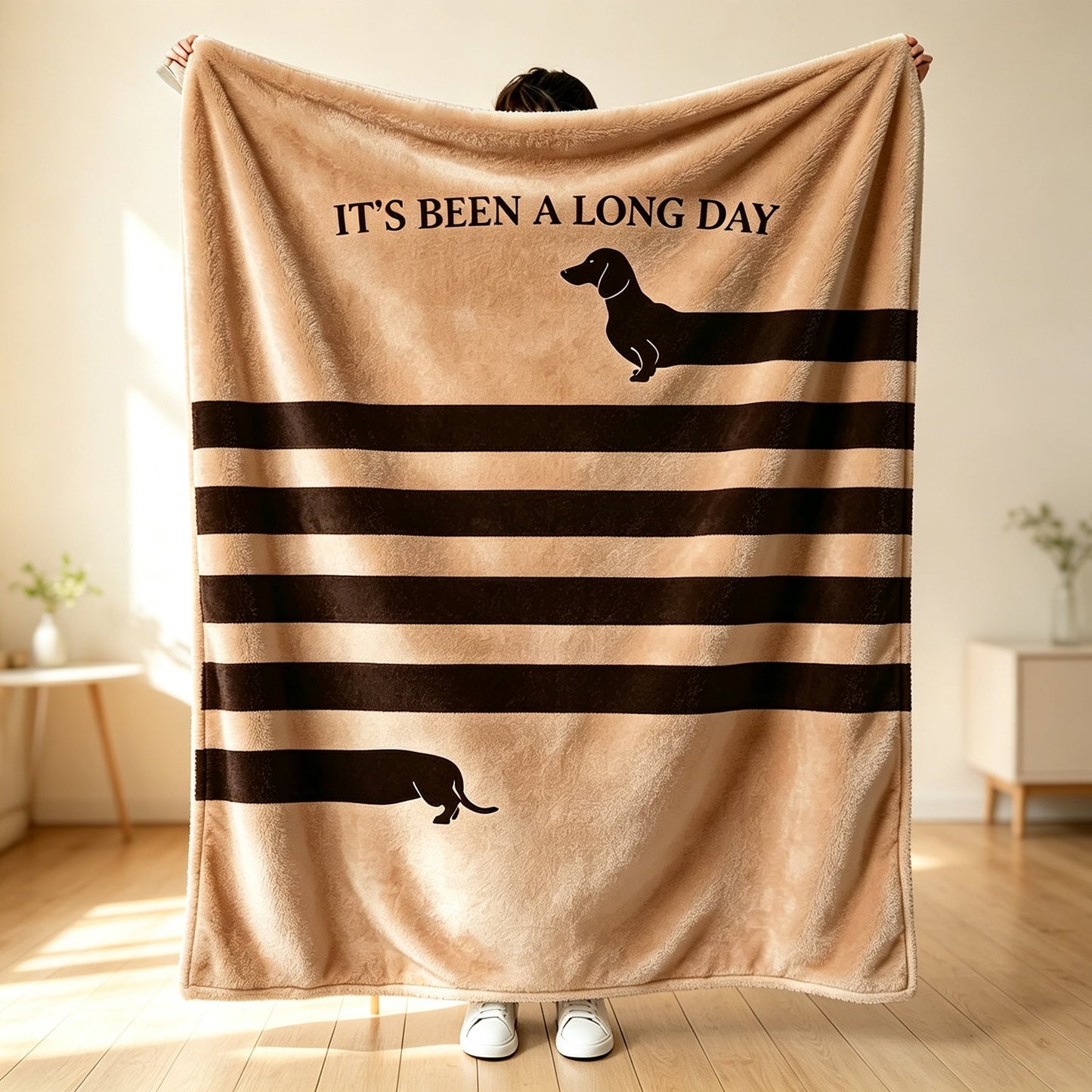 Funny Dachshund Flannel Throw Blanket