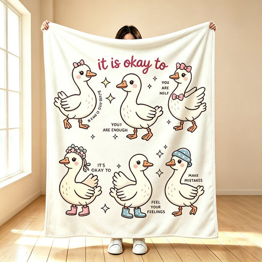 Duck & Goose Positive Affirmation Throw Blanket