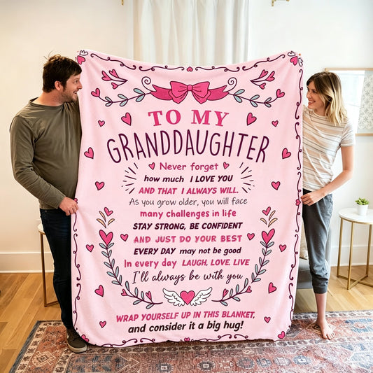 Pink Floral Message Fleece Throw Blanket