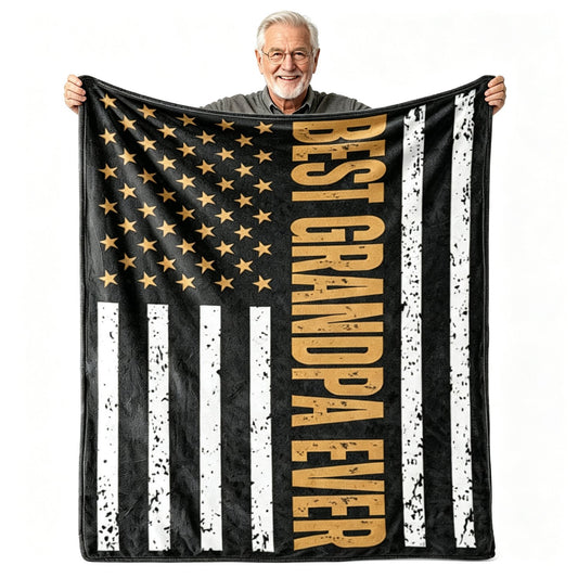 Grandpa American Flag Throw Blanket