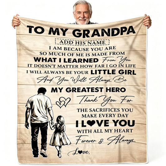 Sentimental Grandpa Flannel Throw Blanket