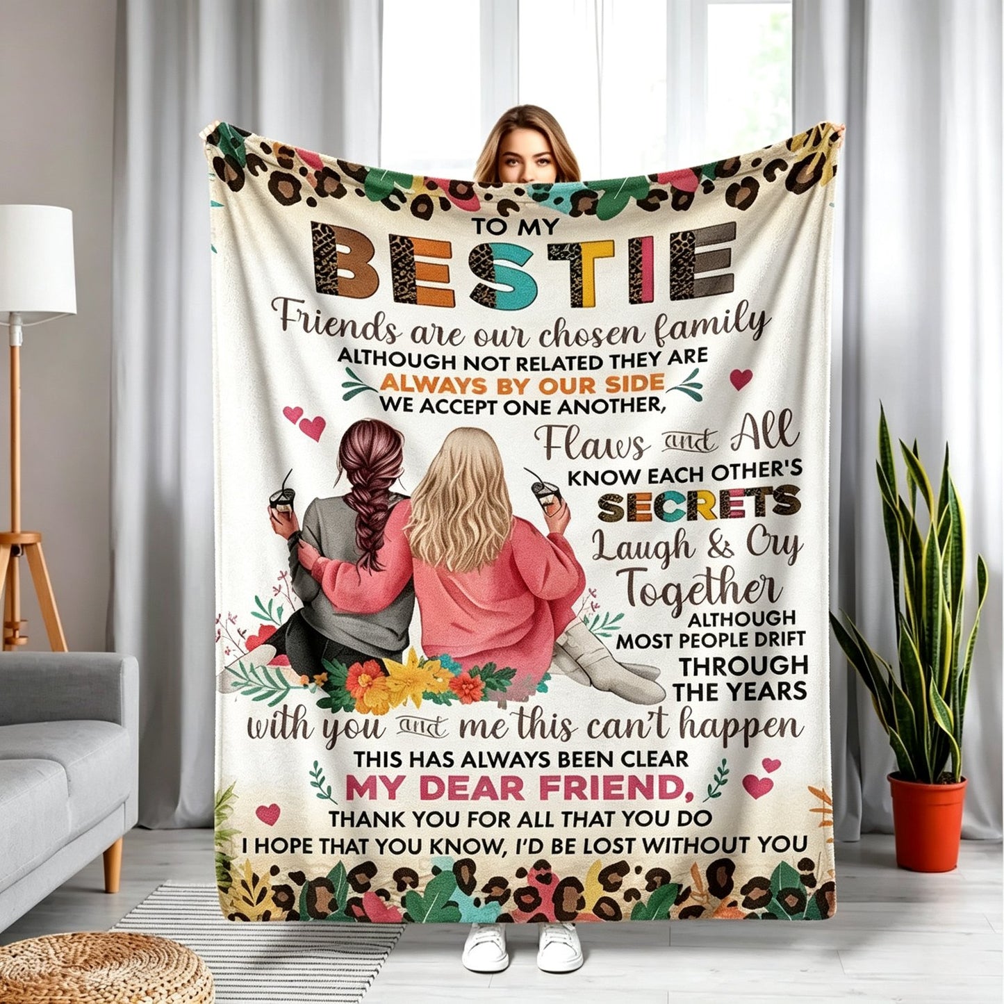 Sister & Best Friend Flannel Throw Blanket