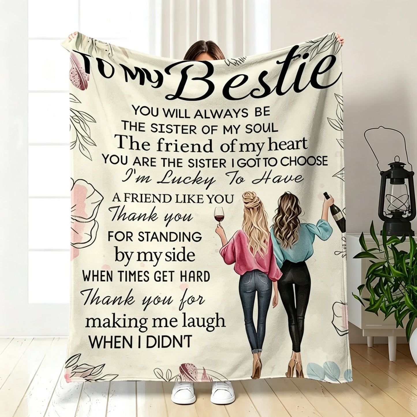 Sister & Best Friend Flannel Throw Blanket