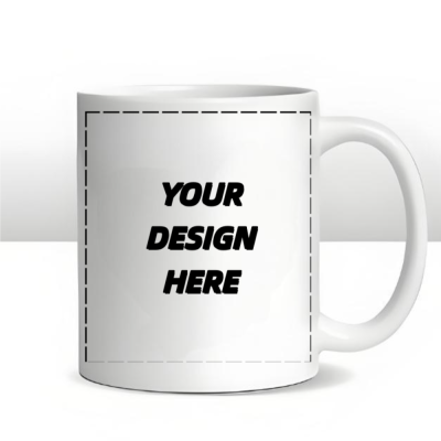 White ceramic mug ready for a personalized photo