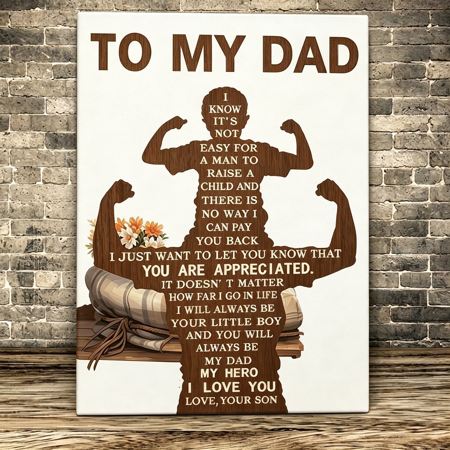 To My Dad My Hero From Son Canvas Wall Art