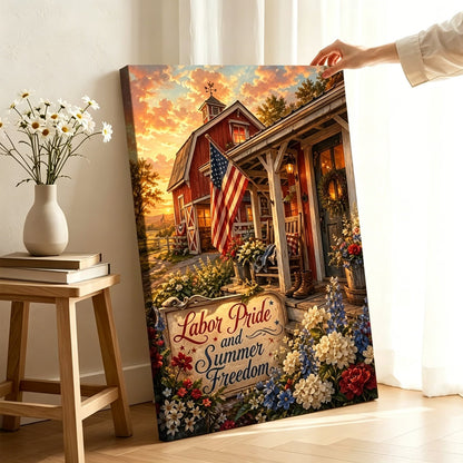 Labor Pride and Summer Freedom Patriotic Canvas Wall Art
