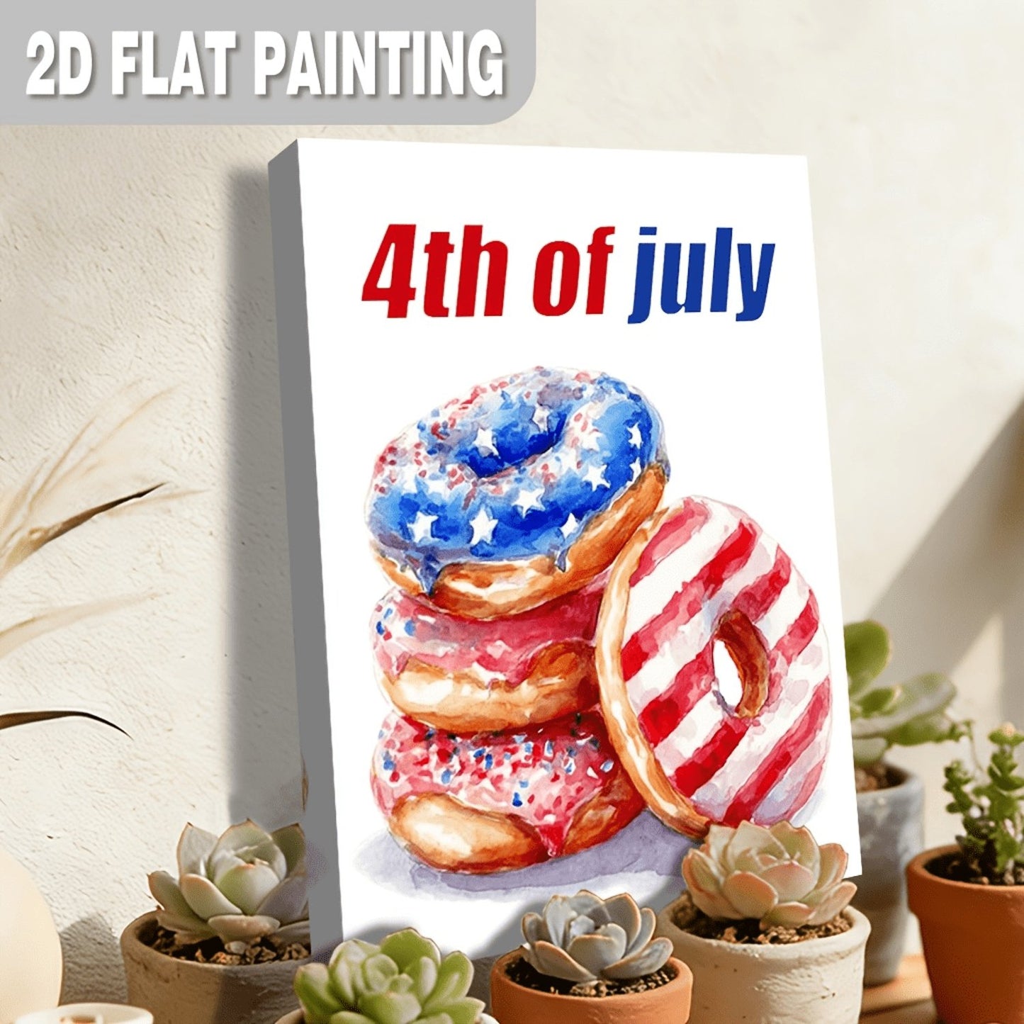 4th of July Patriotic Donuts Canvas Wall Art