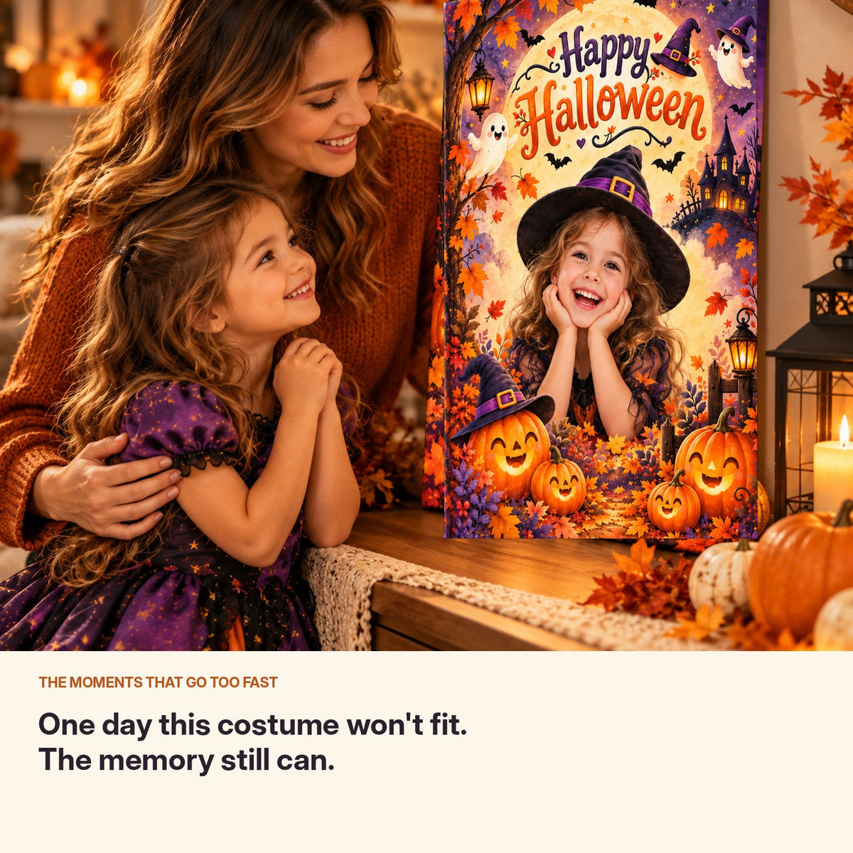 Mother and child Halloween childhood memory canvas