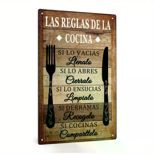 Las Reglas de la Cocina Metal Sign