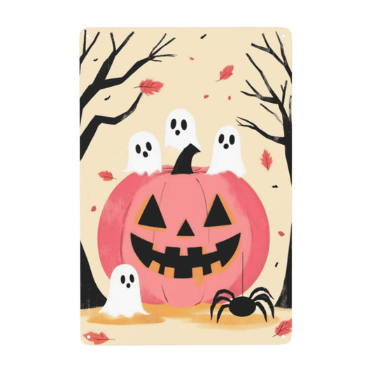 Pink Pumpkin and Ghosts Halloween Metal Sign