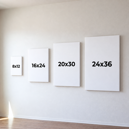 Portrait canvas size comparison 8x12 16x24 20x30 24x36