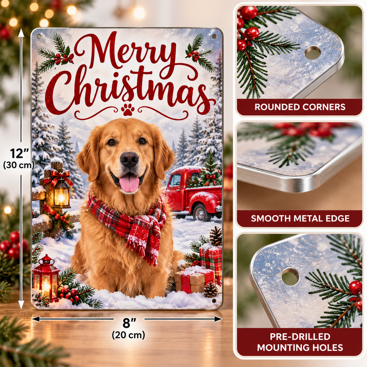 Personalized Christmas dog photo sign as a sentimental gift for dog lovers