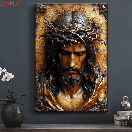 Crown of Thorns Jesus Portrait Christian Canvas Wall Art