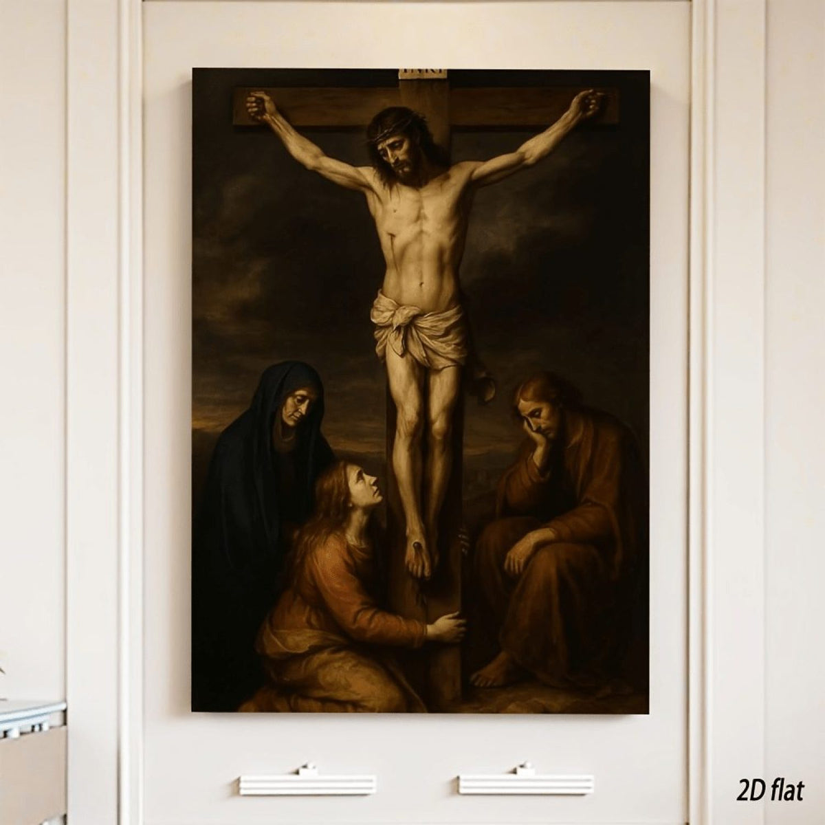 Crucifixion of Jesus on Calvary Christian Canvas Wall Art