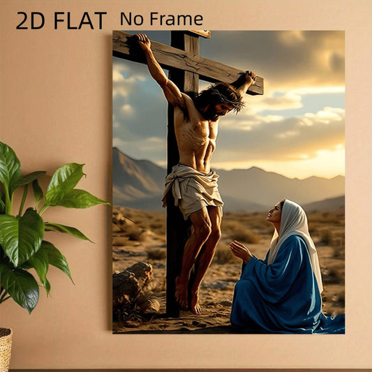 Crucifixion of Jesus With Mary Christian Canvas Wall Art