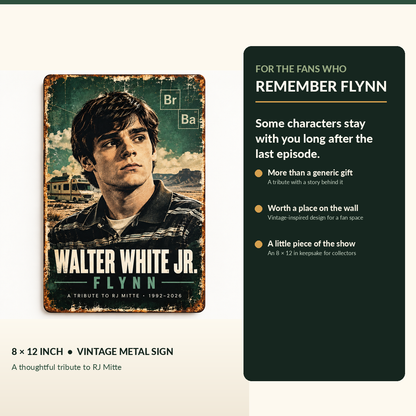 Breaking Bad Walter White Jr Flynn metal sign no-hole design with nostalgic fan gift and remembrance message