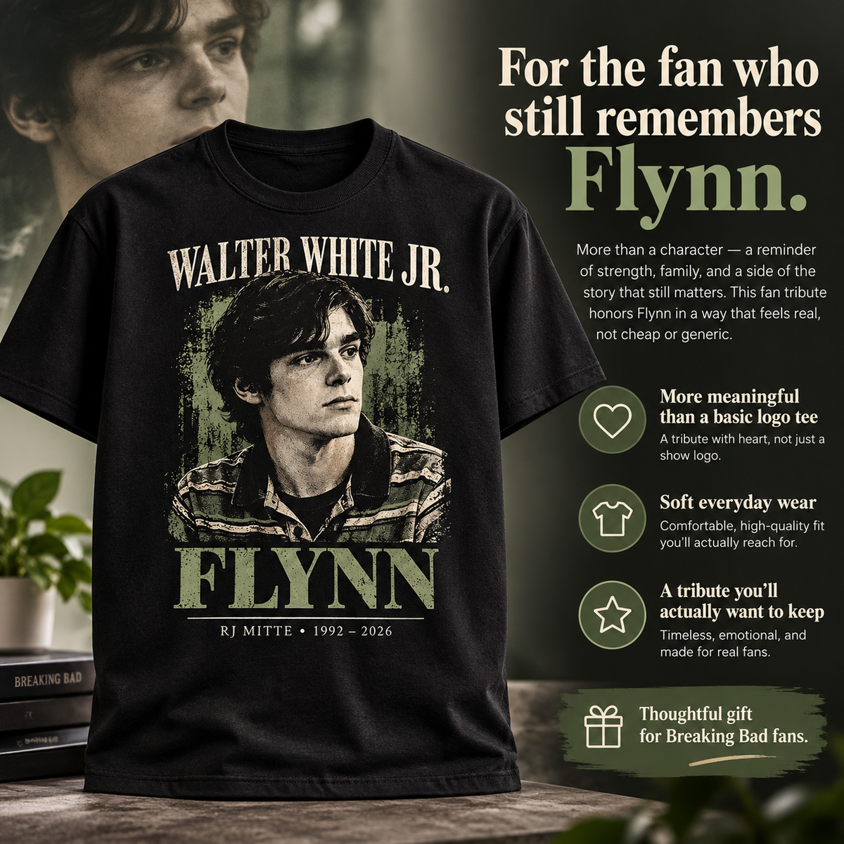 For the fan who remembers Flynn: Walter White Jr black tribute T-shirt gift and meaningful remembrance