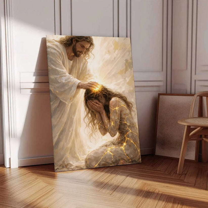 Healed by Him Jesus canvas wall decor without outer frame