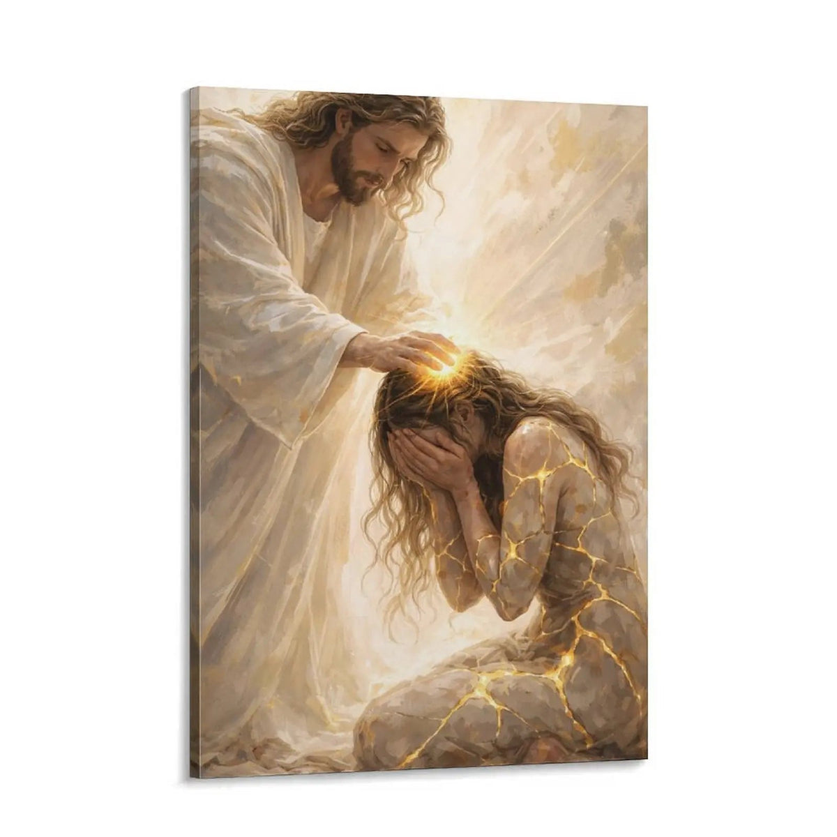 Healed by Him Jesus gallery wrapped canvas ready to hang