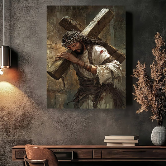 Jesus Carrying the Cross Christian Canvas Wall Art