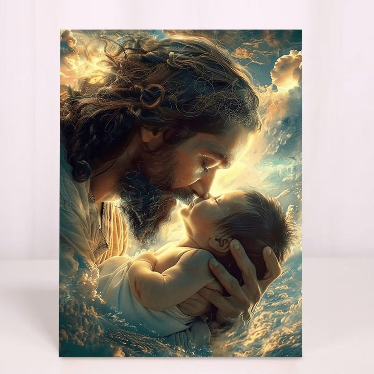 Jesus Embracing a Child Christian Canvas Wall Art