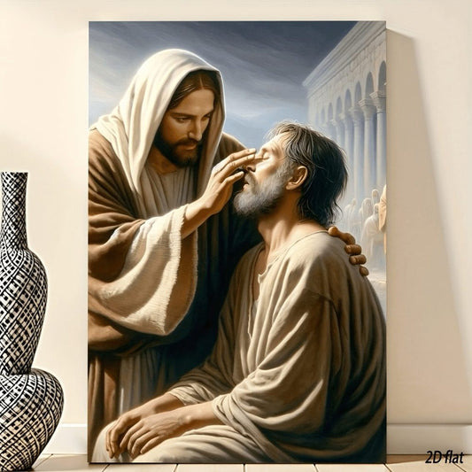 Jesus Healing the Blind Man Christian Canvas Wall Art