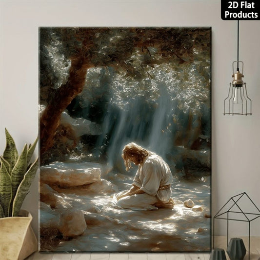 Jesus Praying in the Stream Christian Canvas Wall Art