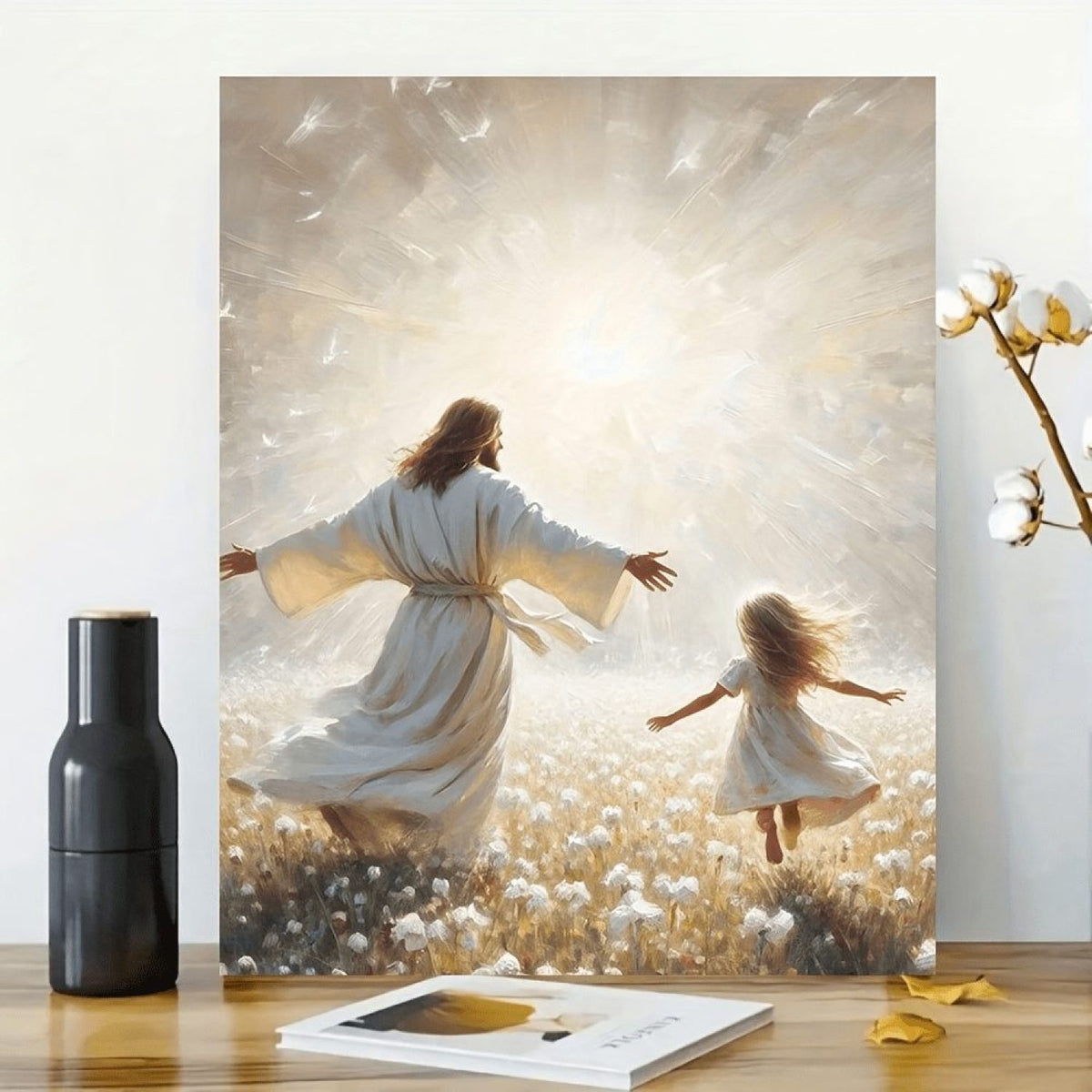 Jesus Walking With a Child Christian Canvas Wall Art