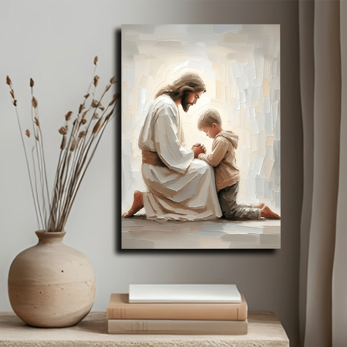 Jesus With a Child Christian Canvas Wall Art
