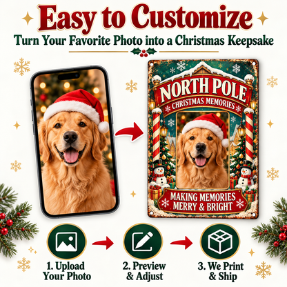 Upload your photo preview and customize North Pole Christmas sign