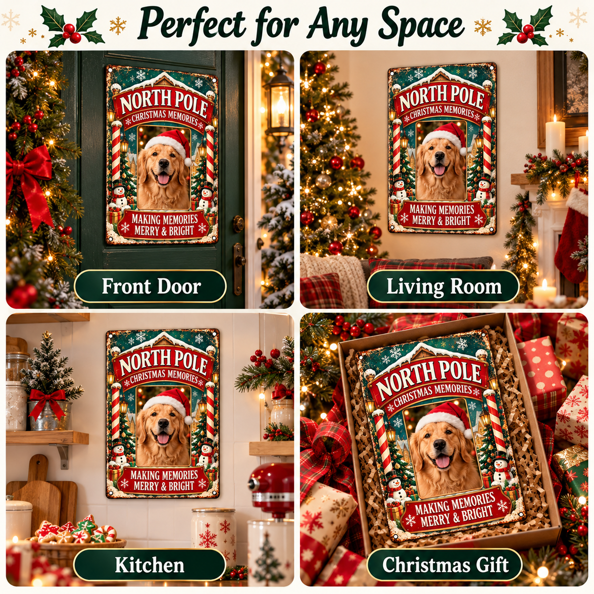 Personalized Christmas metal sign display ideas for door living room kitchen and gifts