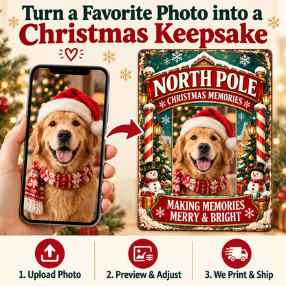 Transform your favorite photo into a Christmas keepsake metal sign