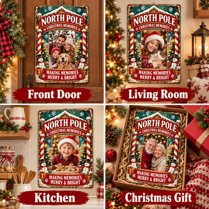 Christmas family photo metal sign indoor displays and gift scenes