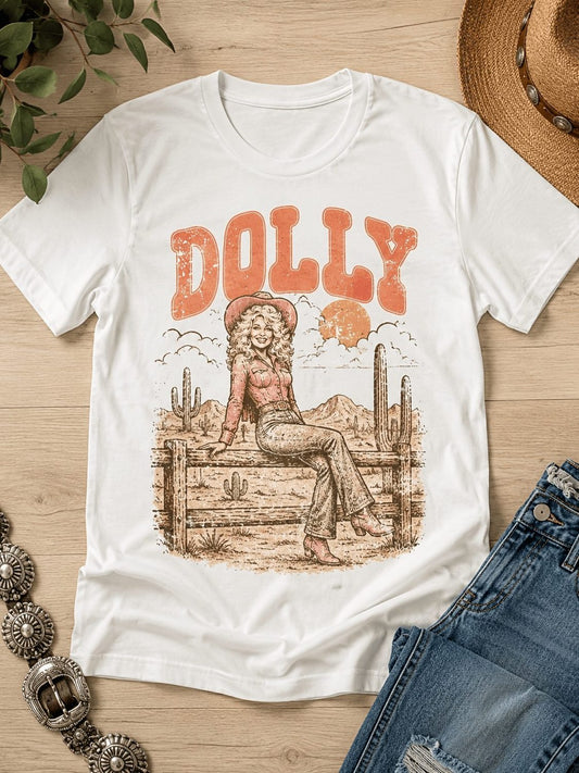 Dolly Retro Graphic Unisex Cotton T-Shirt