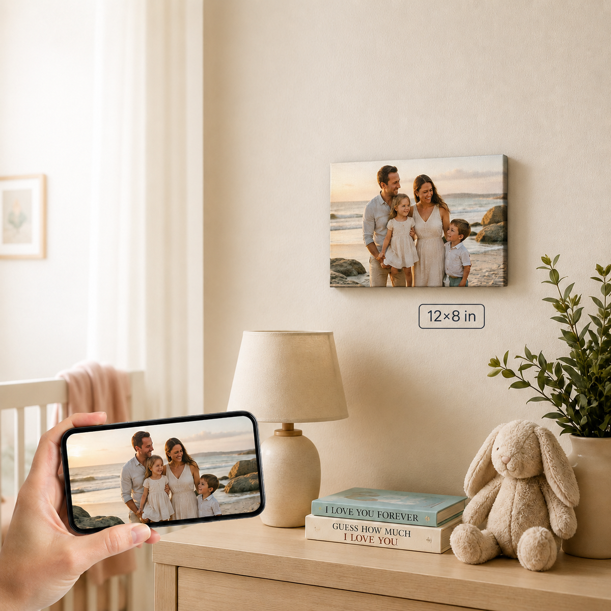 phone family photo turned into a 12x8 custom canvas