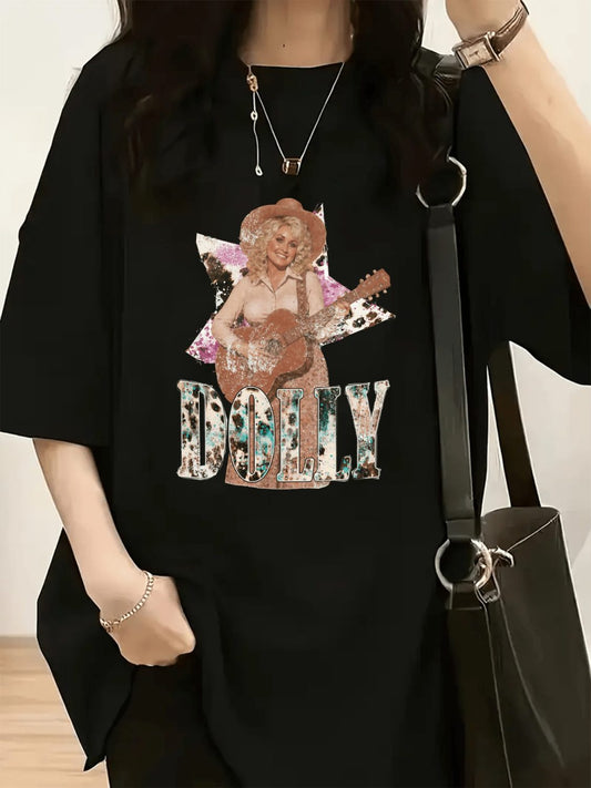 Women's Dolly Parton Country Queen Black T-Shirt