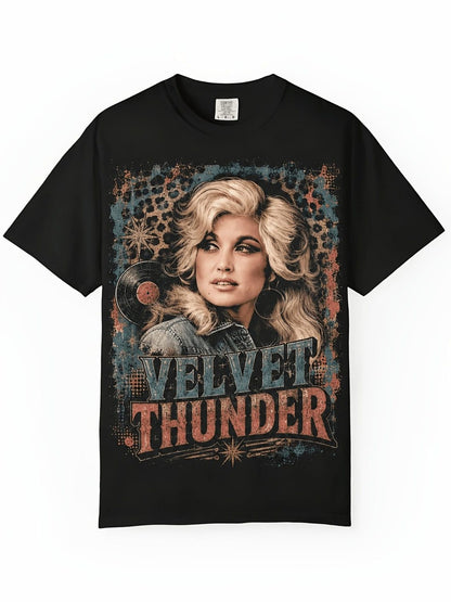 Dolly Parton Retro 80s Velvet Thunder T-Shirt
