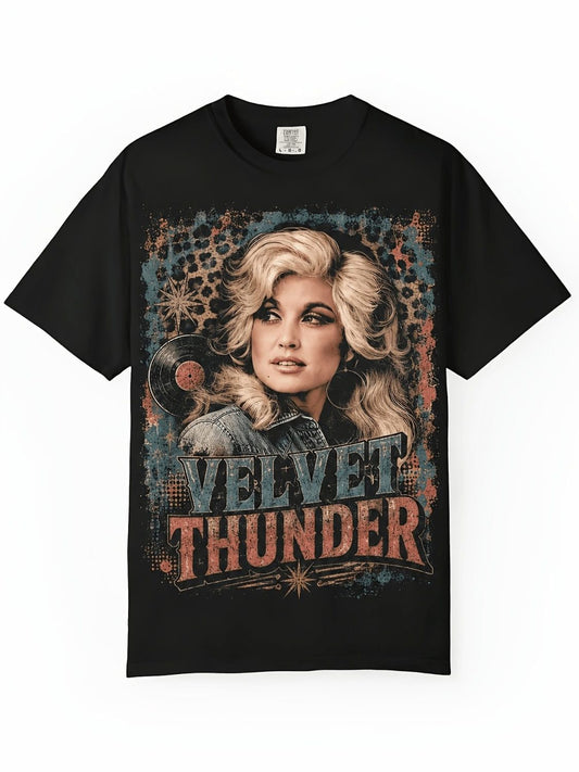Dolly Parton Retro 80s Velvet Thunder T-Shirt
