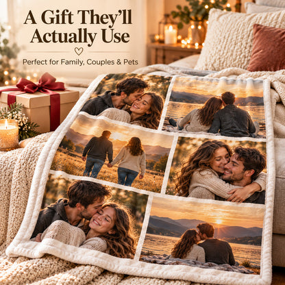 Personalized photo blanket gift with meaningful family and couple memories
