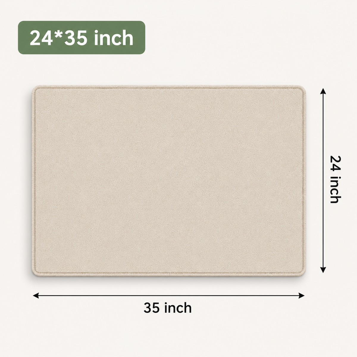 Non-custom floor mat size 35 by 24 inches