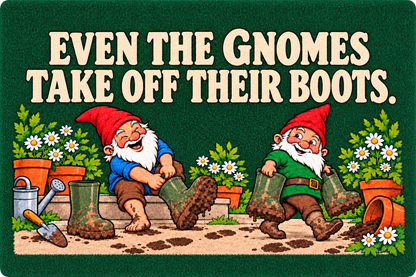 30 × 20 in gnome garden mat artwork, green with natural rounded corners