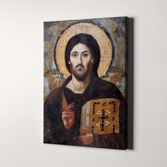 Jesus Christ Pantocrator of Sinai Byzantine icon Christian canvas wall art