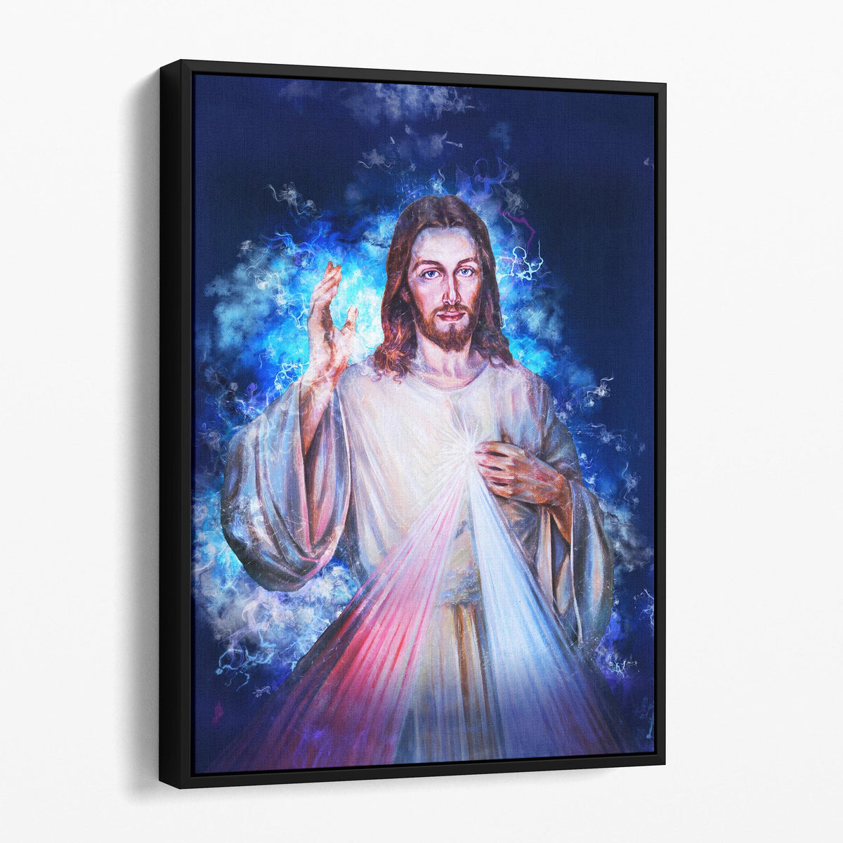 Sacred Heart of Jesus canvas wall art displayed in a Christian home