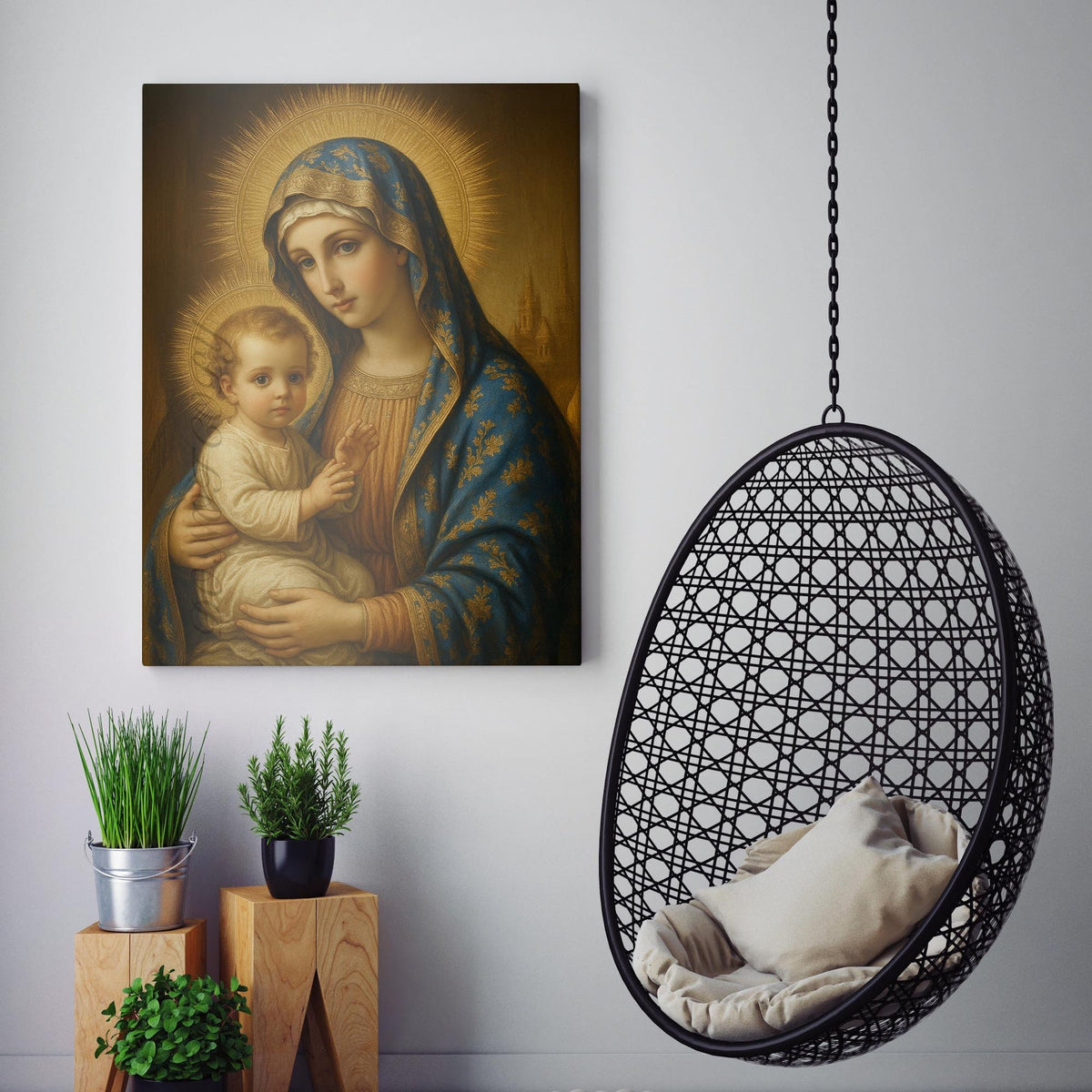 Mother Mary and Baby Jesus canvas wall art room display
