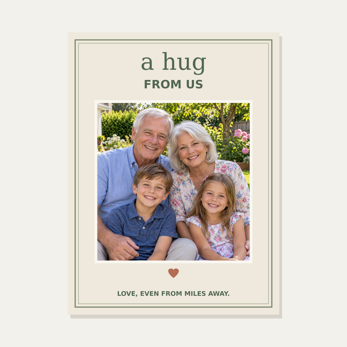 a hug from us exact proportion example with one original photo — illustrative graphic